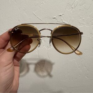 Ray-Ban Double Bridge Brown Gradient Round Sunglasses